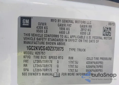 2013 Chevrolet Silverado 2500Hd Work Truck из США, поврежденный, VIN 1GC2KVCG4DZ373875